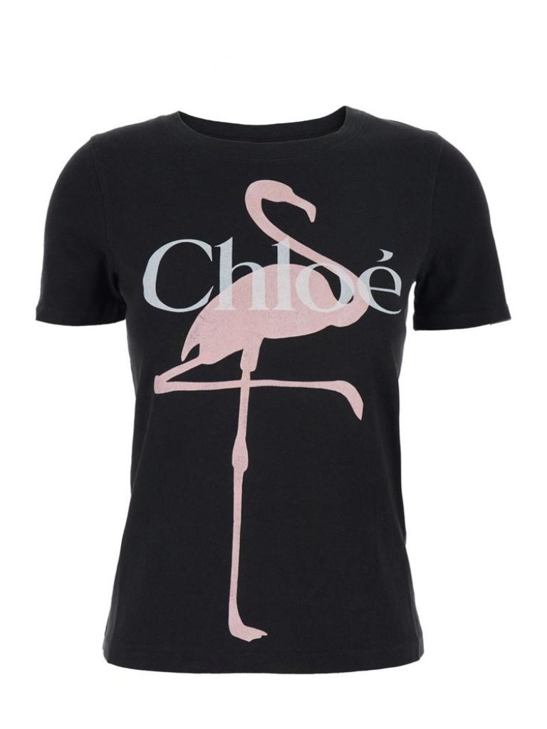 Chlo Crewneck T-Shirt With Logo Tag Size S Women